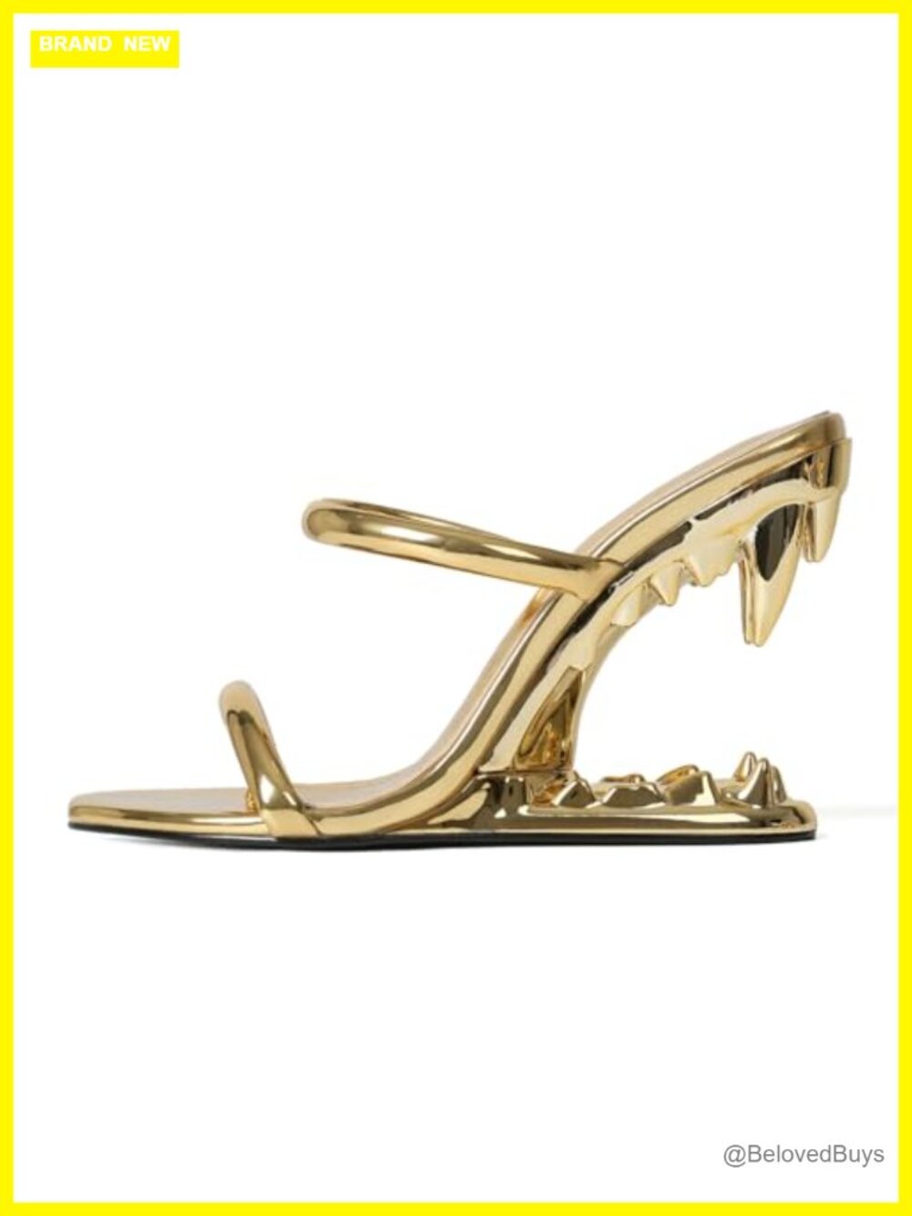 Wedge Sandals Strappy Heels Open Toe Shark Teeth Slingback Synthetic Leather